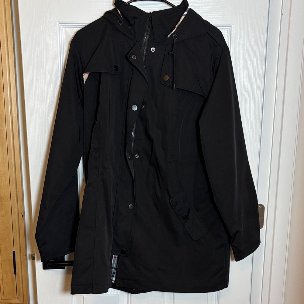 SaphiRose Black Hooded Rain Jacket